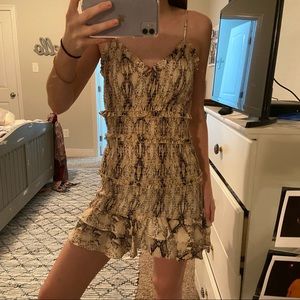 Snake skin ruched mini dress!!! Worn once! size S!